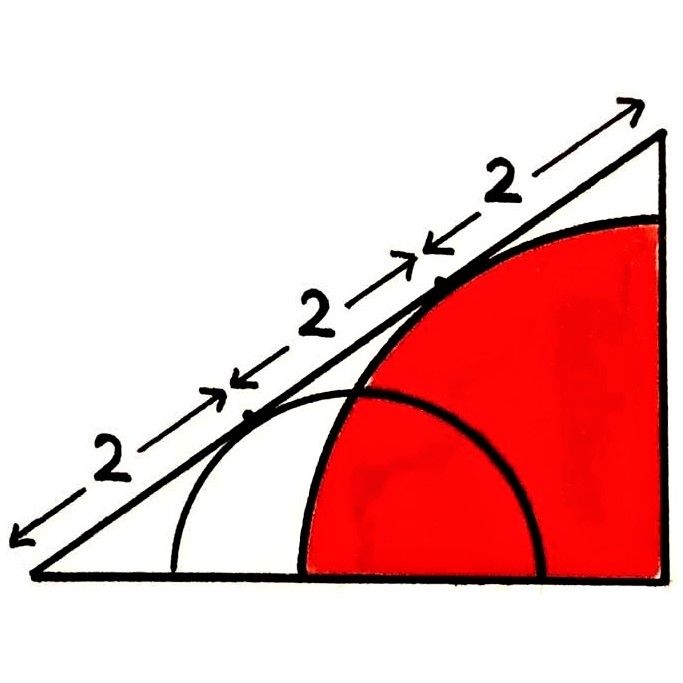 Math puzzle: Calculate the area of the red quarter-circle