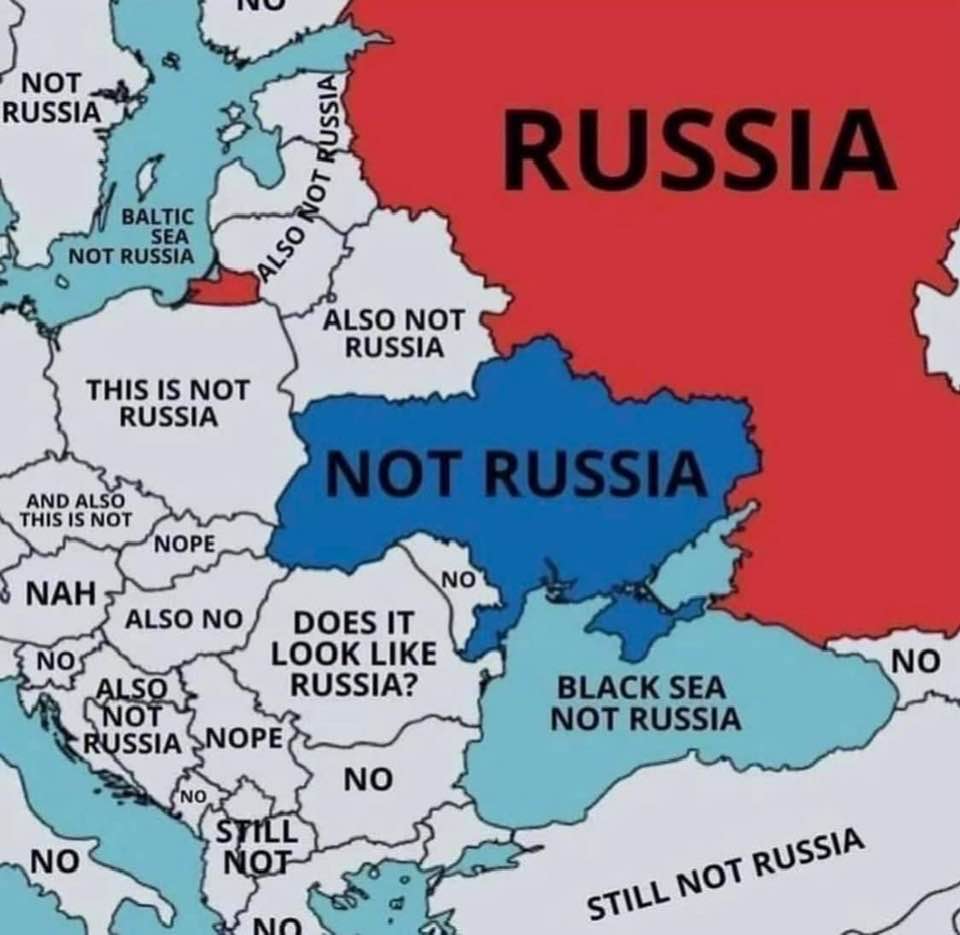 Map of Ukraine and surrounding countries, drawn for Putin.