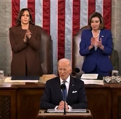 For the first time in history, two women flank the US President during the State of the Union Address