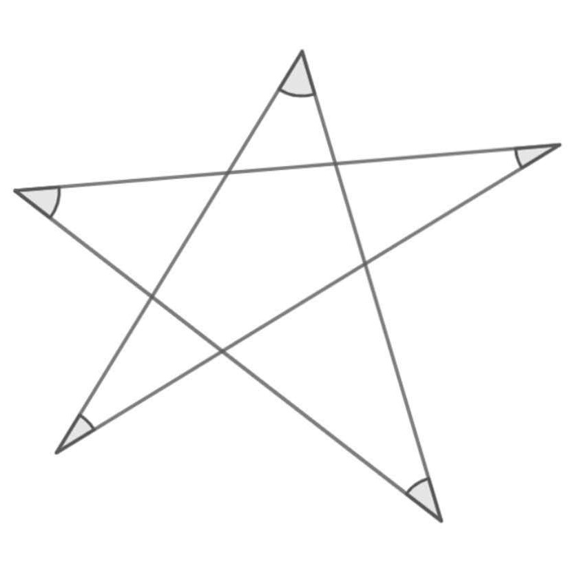 Math puzzle: What is the sum of the five marked angles?