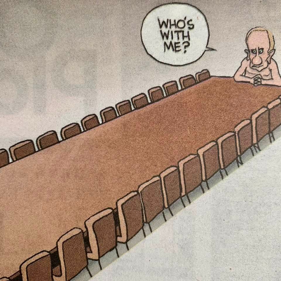 Cartoon: Putin suspecting that he is all alone!