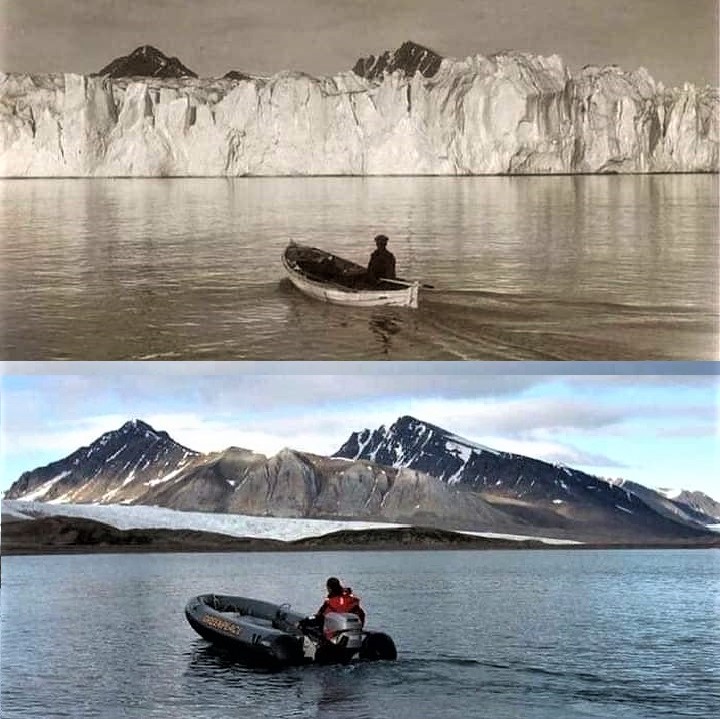 Special Earth Day observation: The same spot in the Arctic Ocean, 105 years ago and today