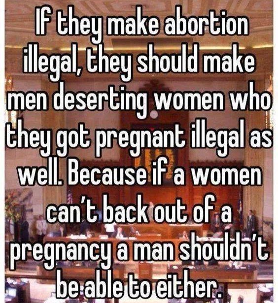 Meme: If a woman can't back out of a pregnancy, a man shouldn't be able to either