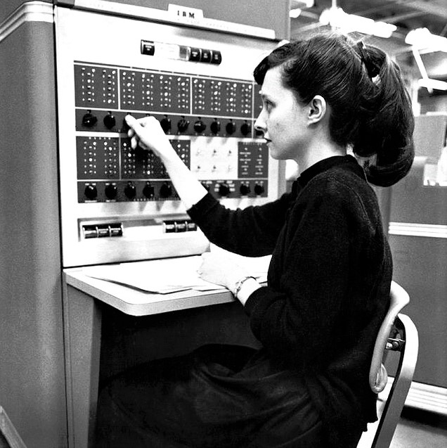 A woman in a Marietta, Georgia, office using an IBM 650 Magnetic Drum Data Processing Machine (ca. 1953)