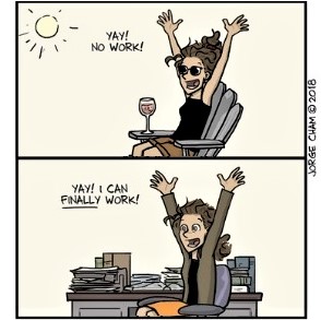 Cartoon: External perception vs. reality of summer for those in academia