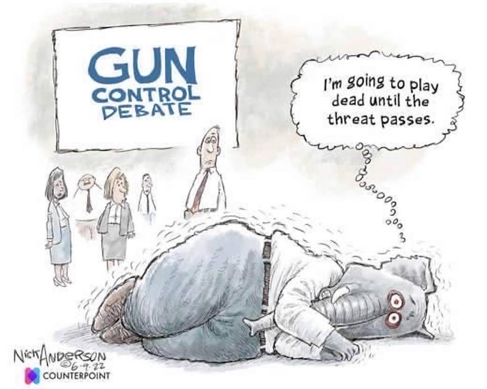 Cartoon: The GOP will play dead until the threat of gun control legislation passes!