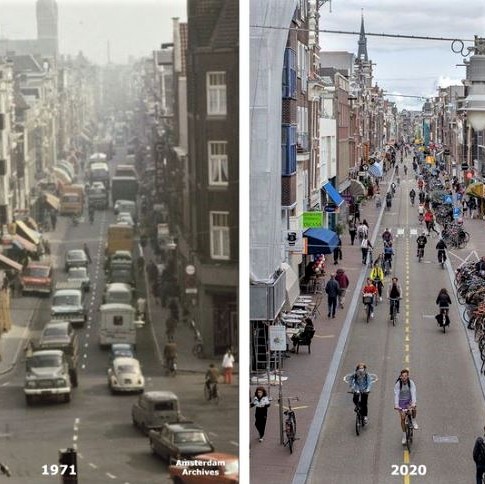 Amsterdam, Netherlands, in 1971 and 2020: A model for other countries to follow