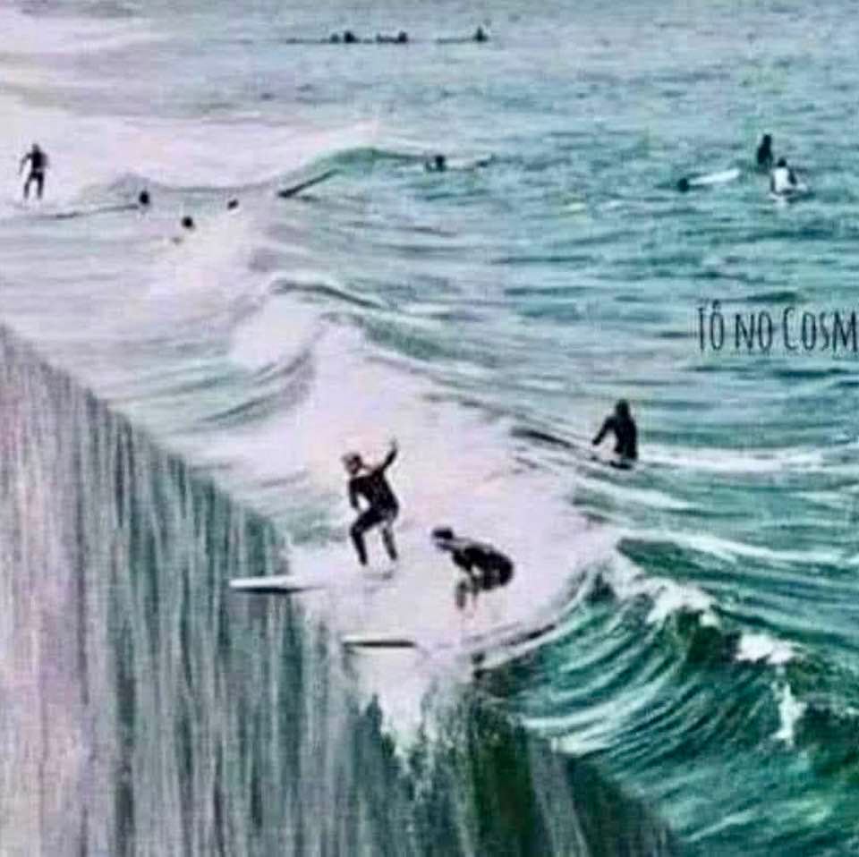Hazards of surfing for some Flat-Earthers!