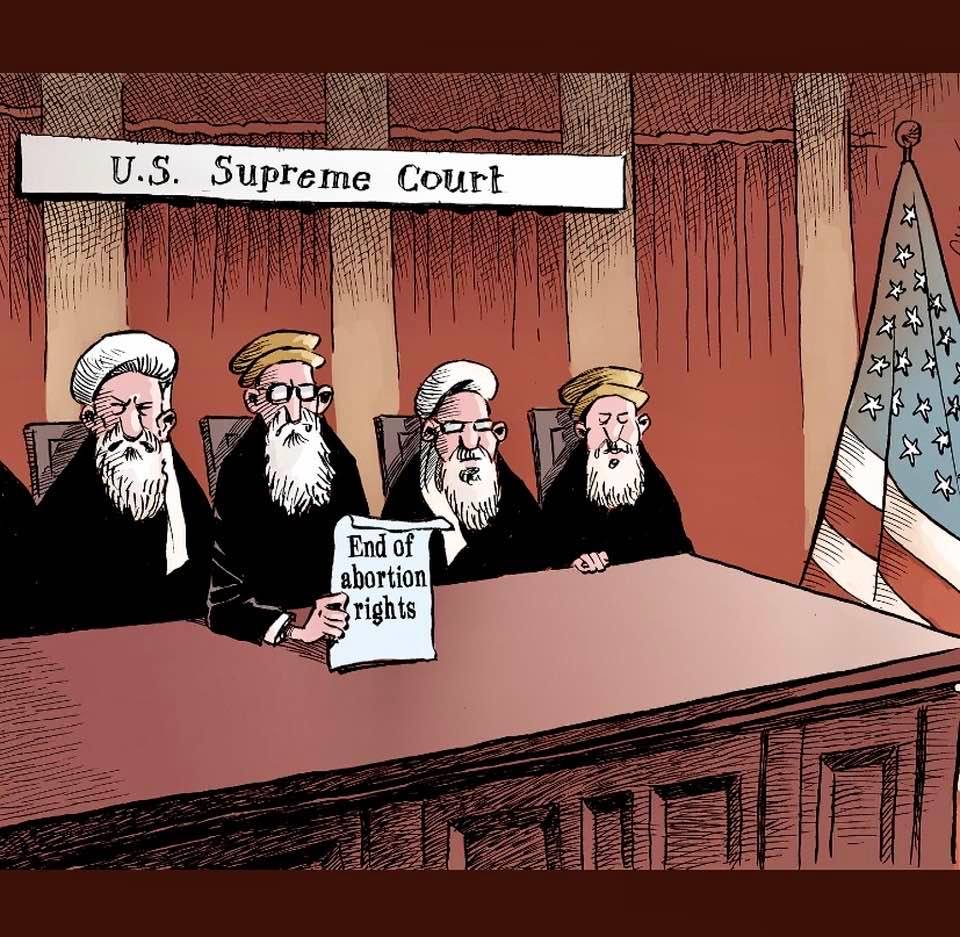 Cartoon: Iranian mullahs always dream of turning the White House into a mosque. They seem to have started from the US Supreme Court!