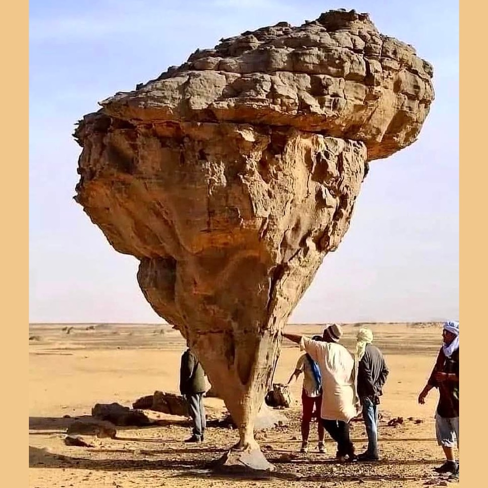Unusual naturally-occurring Mushroom Rock in Algeria