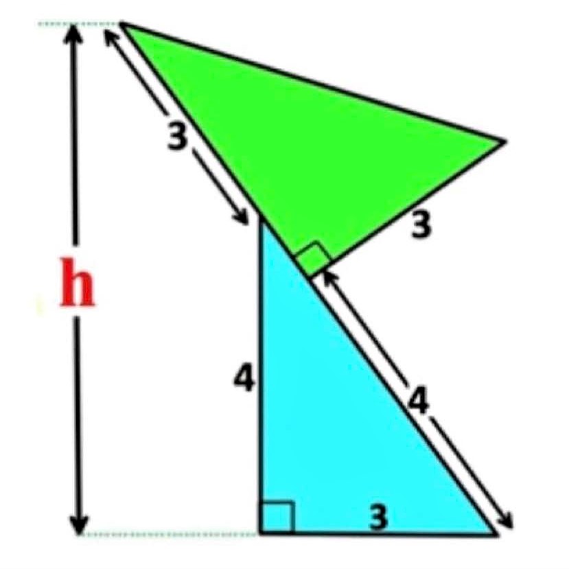 Math puzzle: Find the height h of this figure formed by two right triangles