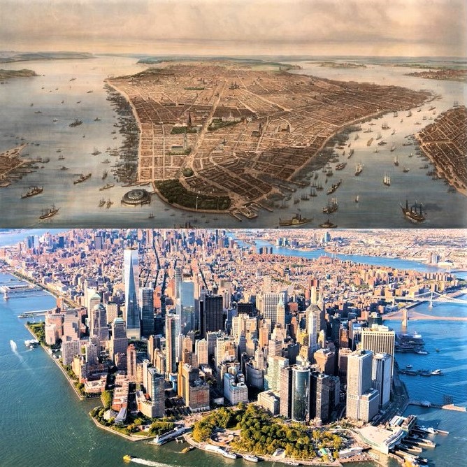 New York's Manhattan Island: 1851 vs. 2022