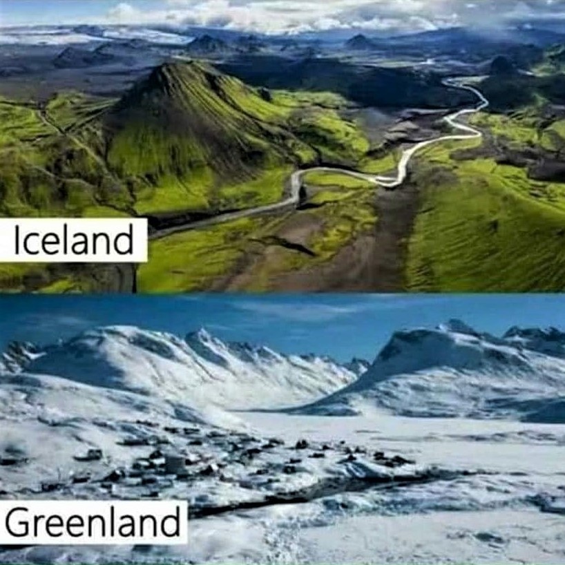 Iceland vs. Greenland. Or is it the other way around?