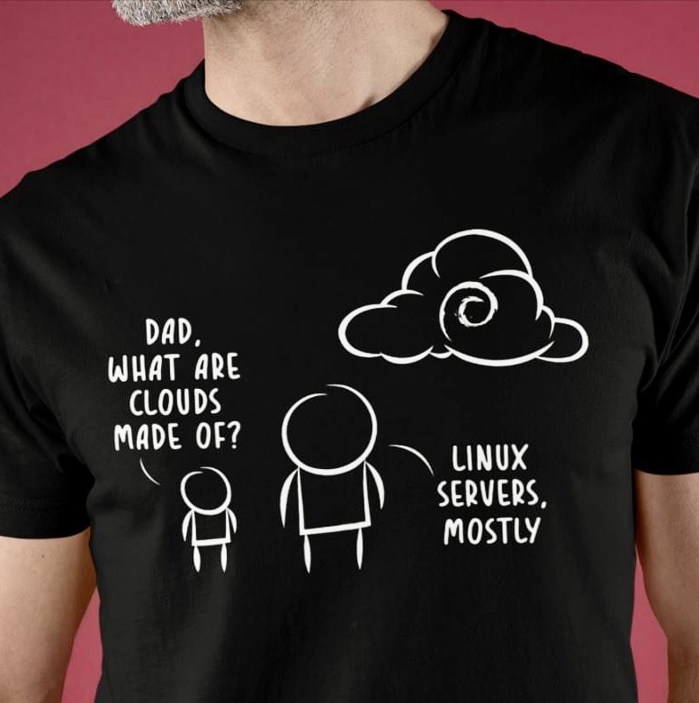 Nerdy joke about what clouds are made of (Linux servers, mostly)!