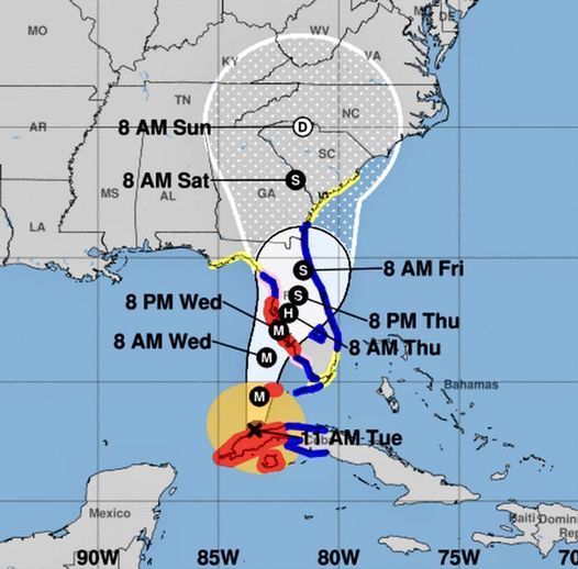 Hurricane Ian (currently a category-3 storm) hits western Cuba and heads toward Florida