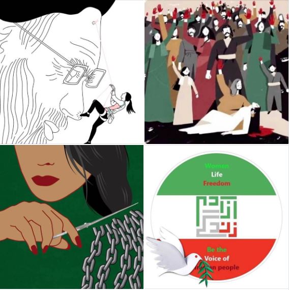 A few images celebrating the women-led uprising in Iran