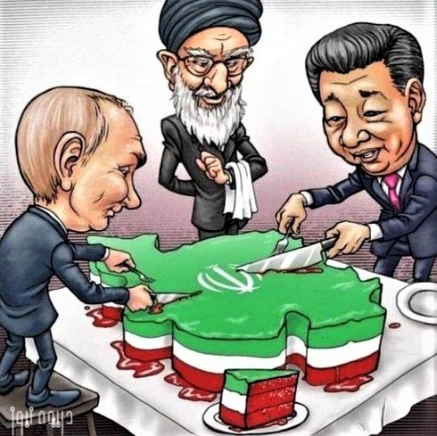 Cartoon of the day: Khamenei serves the tasty Iran cake to Russia and China