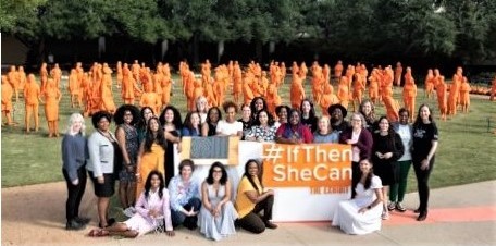March is Women's History Month: The photo shows life-size 3D-printed statues of 120 women in STEMM