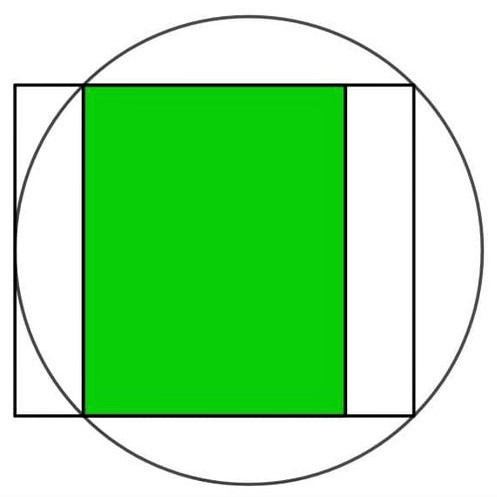 Math puzzle: In this diagram with a unit-diameter circle and two overlapping squares, find the green area of overlap