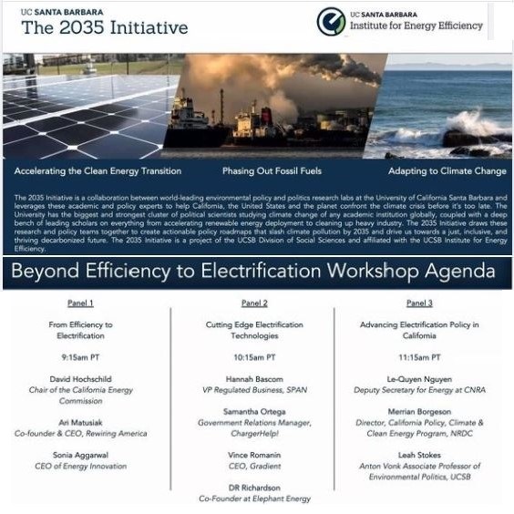 Today's workshop on UCSB's 2035 Initiative, hosted by UCSB Institute for Energy Efficiency