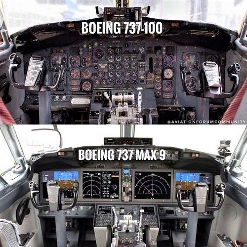 Flight instruments have certainly changed: Boeing 737-100 vs. 737-max9