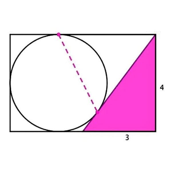 Math puzzle: In this diagram with a rectangle and circle, find the length of the dashed line