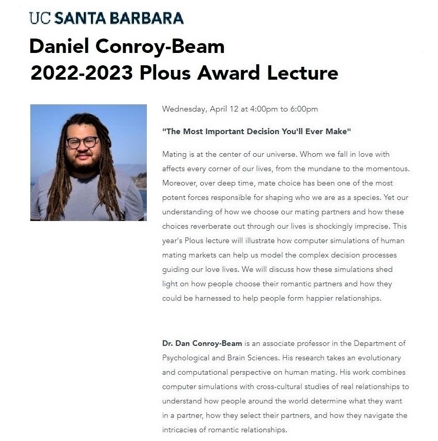 Wednesday's Plous Award Lecture at UCSB: Flyer