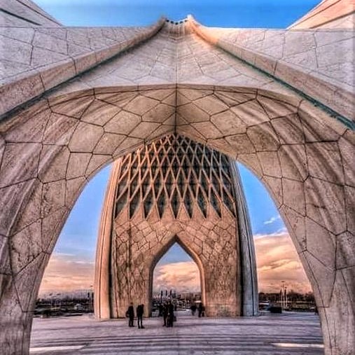 An unusual shot of Tehran's Azadi Tower