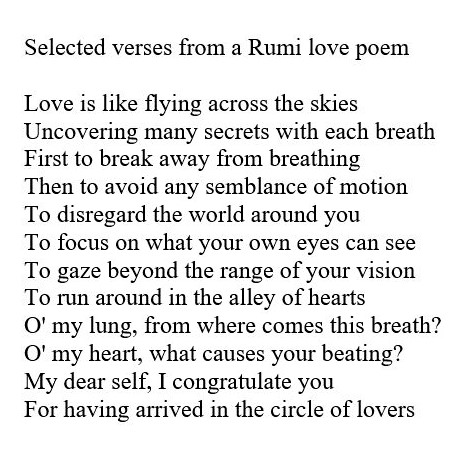 Selected verses from a Mowlavi/Rumi poem: English translation