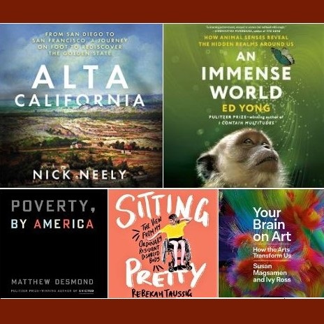 Cover images of five book on the UCSB Reads 2024 short-list