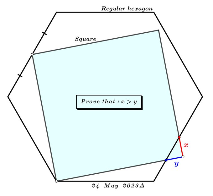 Math puzzle, featuring a regular hexagon and a square