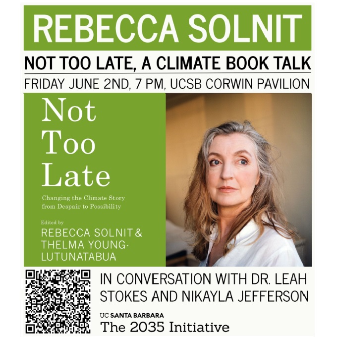 Talk on climate change by Dr. Rebecca Solnit: Event flyer