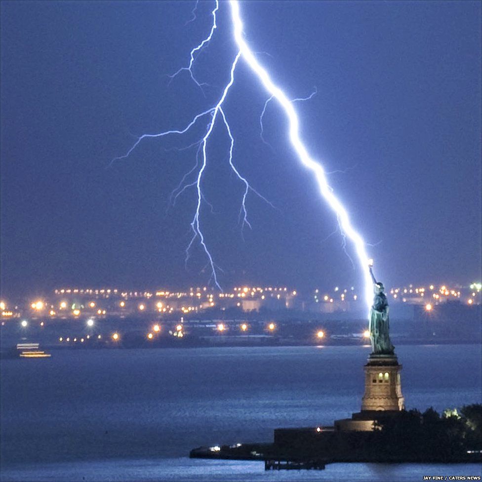 Lightning and Lady Liberty (BBC image)