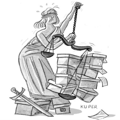 Cartoon: Lady Justice weighs the evidence