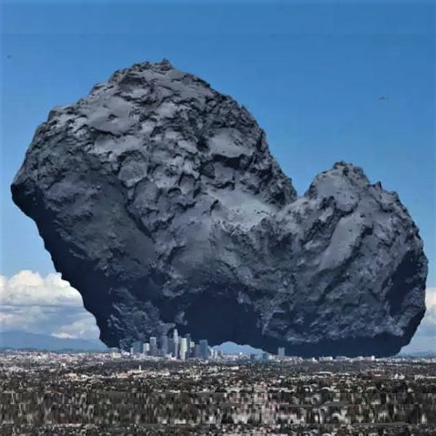 The 4-km-wide Comet 67P/Churyumov-Gerasimenko, compared to the city of Los Angeles