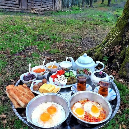 Depiction of an Iranian rural breakfast tray: Unfortunately, very few can now afford all the items shown