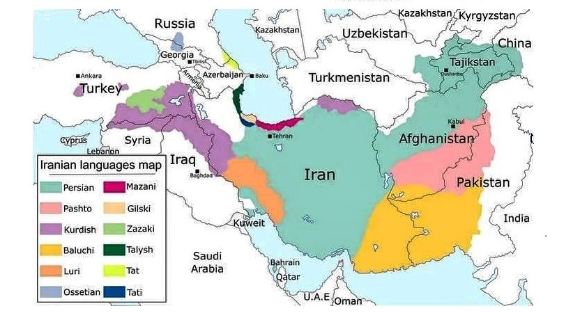 Map of modern Iranian languages