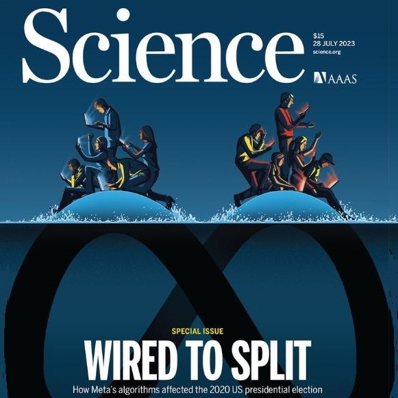 Cover image of Science magazine, with a special section on social media and elections