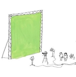 New Yorker cartoon about today's film-making (green screen)