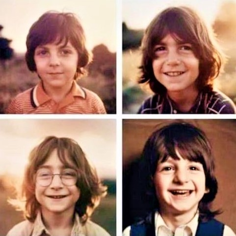 The Beatles as children. I don't know if these are AI-generated or real