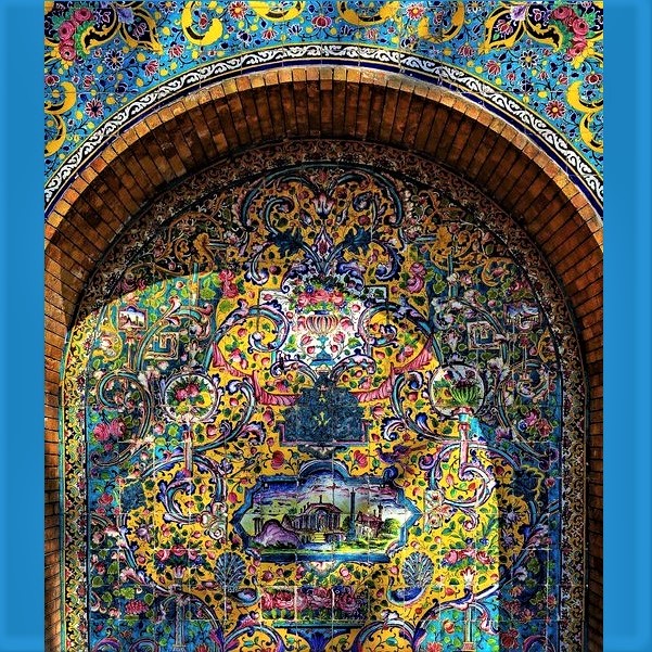 Golestan Palace Museum, Tehran, Iran: Sample of the mosaics
