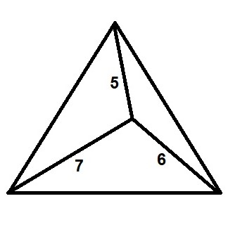 Math puzzle: Find the side length of the outer equilateral triangle from the given lengths