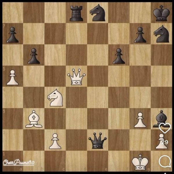 Chess puzzle: White, which is in danger of losing the match, has a brilliant move that leads to a win