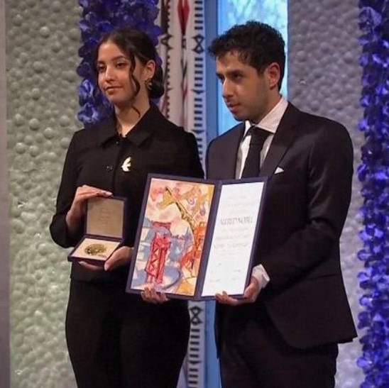 Narges Mohammadi's children accept her Nobel Peace Prize on her behalf, as she remains imprisoned in Iran