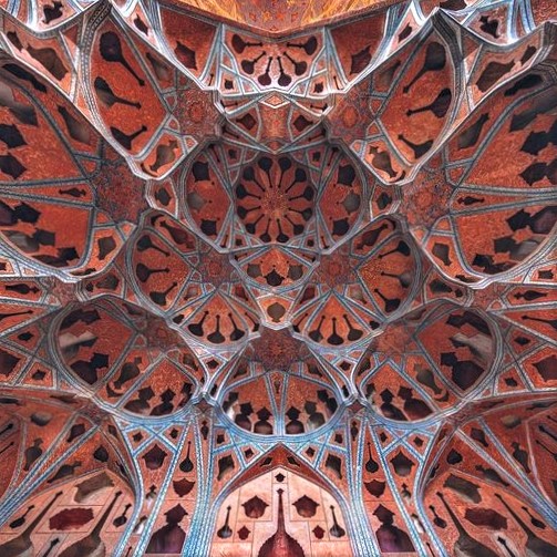 Acoustic design of wall & ceiling of the music hall at Al-e-Qapu Palace, Esfahan, Iran