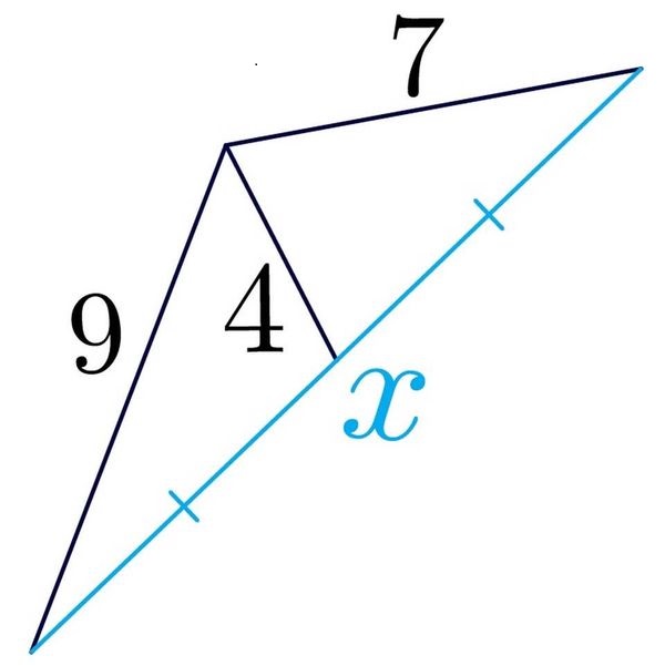 Math puzzle: In this diagram, what is the length of the blue line segment?