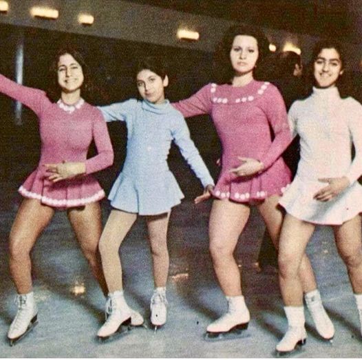 Young Iranian girls ice-skating at Ice Palace in the pre-Revolution Iran