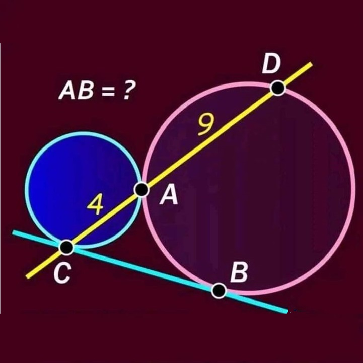 Math puzzle: In this diagram with two circles, find the length AB