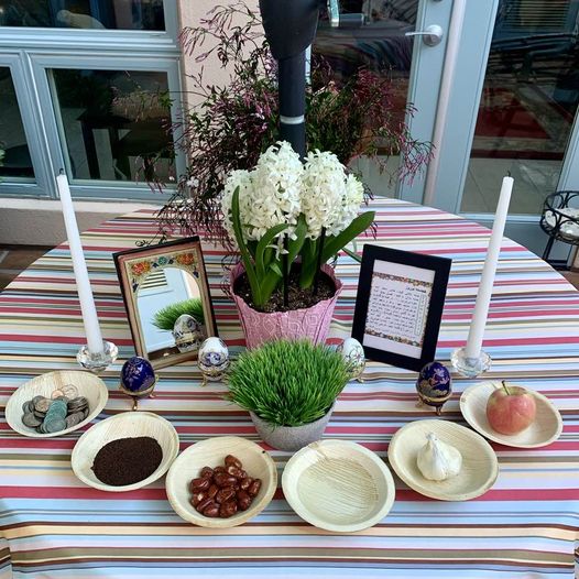 Our outdoors haft-seen for Nowruz 1403: Awaiting the spring equinox (saal-tahveel) on Tuesday, March 19