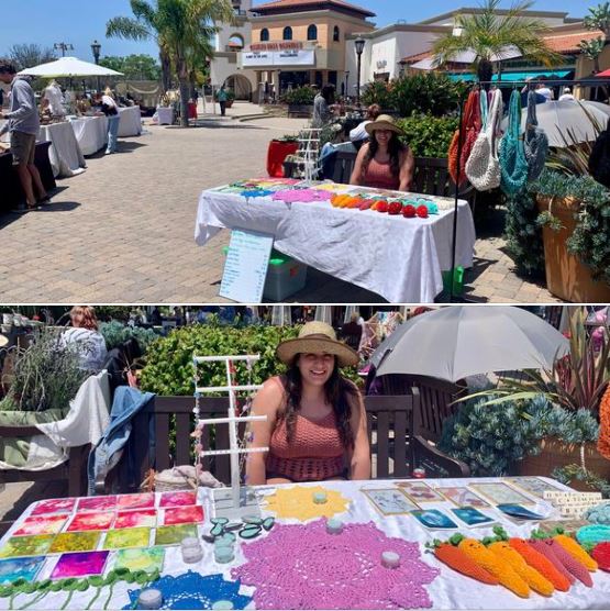 My daughter at an arts-and-crafts market, a 3-day event in Goleta, continuing to Saturday